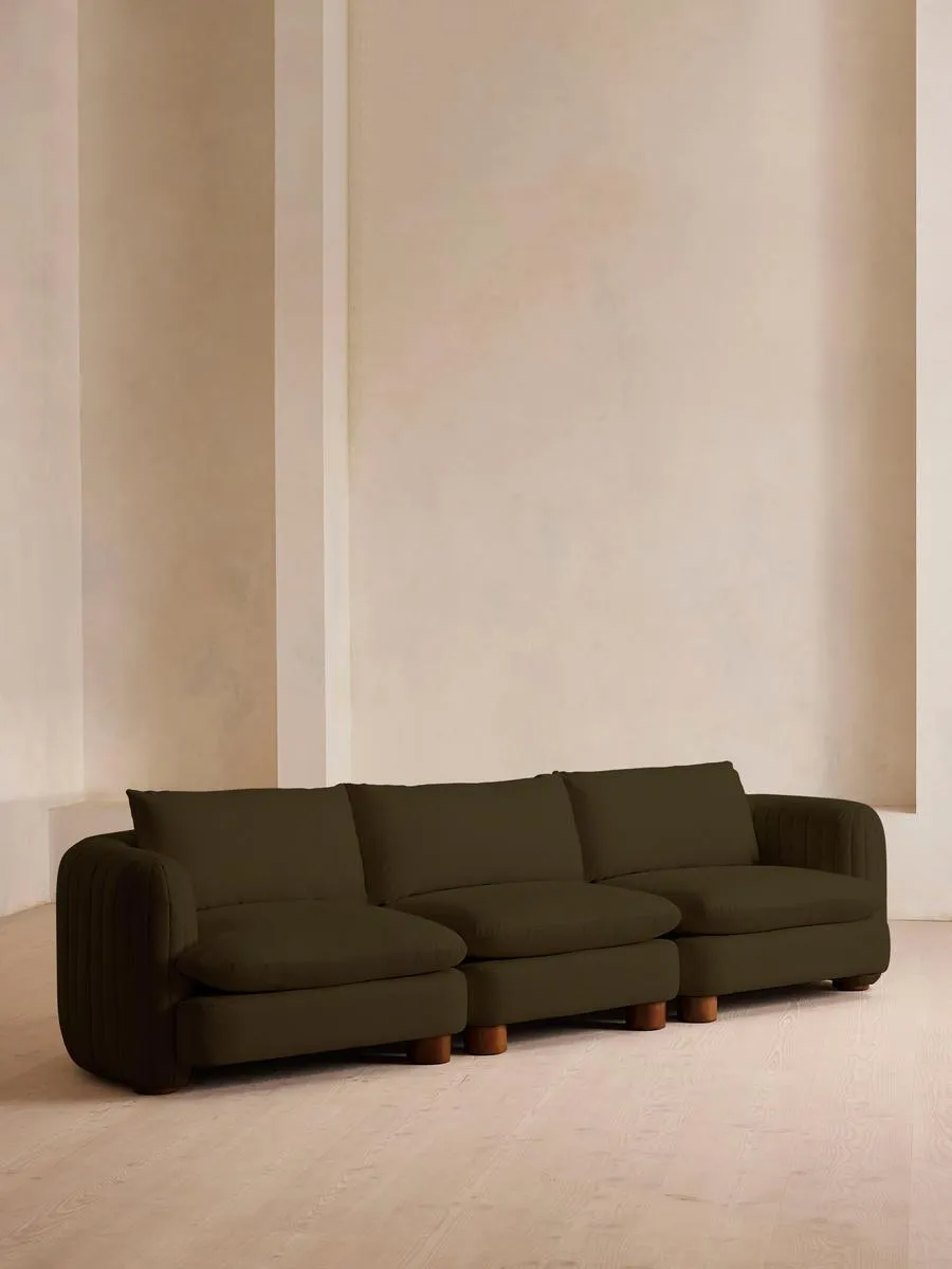 Vivienne Deeper Sit Modular Sofa, Four Seater, Linen, Olive