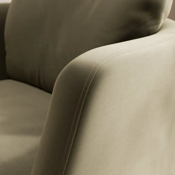 Tova Velvet Swivel Chair with Light Burl Wood Effect Base 3