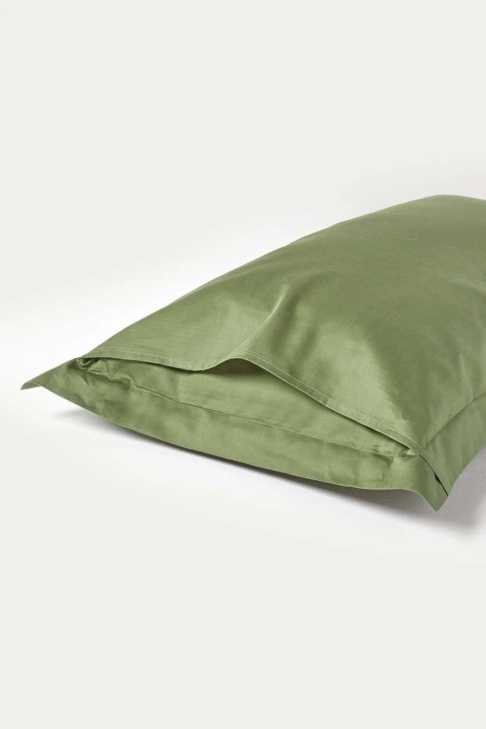 Homescapes Sateen Cotton Oxford Pillowcase 400 TC, King Size in Green 3