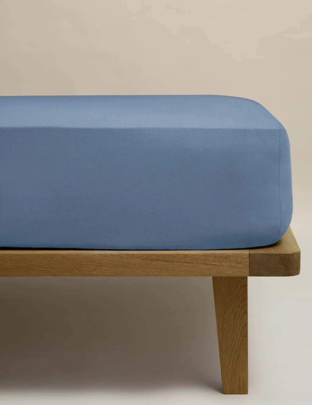 M&S Pure Cotton Brushed Fitted Sheet Slate Blue