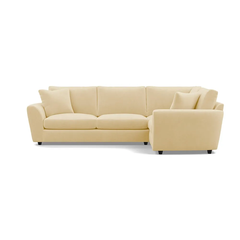 Heal's Snooze Right Hand Facing Corner Sofa Smart Luxe Velvet Biscuit Black Feet 1