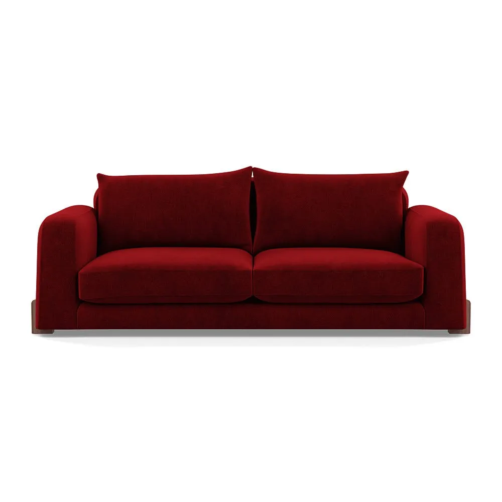 Heal's Nuvola 4 Seater Sofa Smart Luxe Velvet Mulberry Walnut Stained Feet