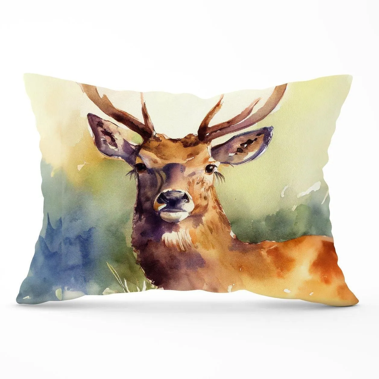 Warren Reed - Designer Splendid Stag Watercolour Cushions in Brown