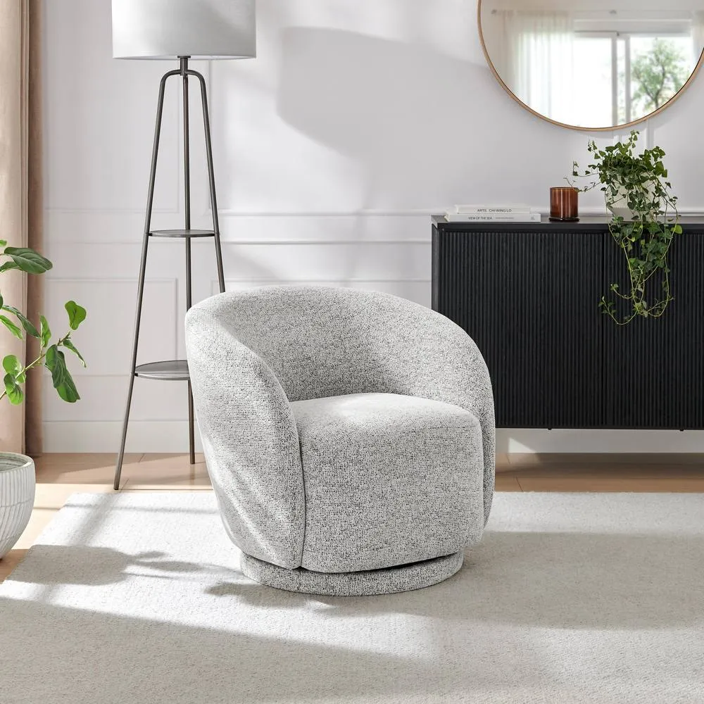 FurnitureboxUK Romilly Fabric Swivel Accent Tub Chair in Grey