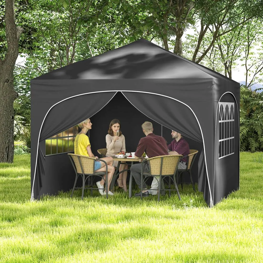 Costway 300x300cm Pop up Canopy Tent Portable Foldable Beach Sun Shelter in Grey 3