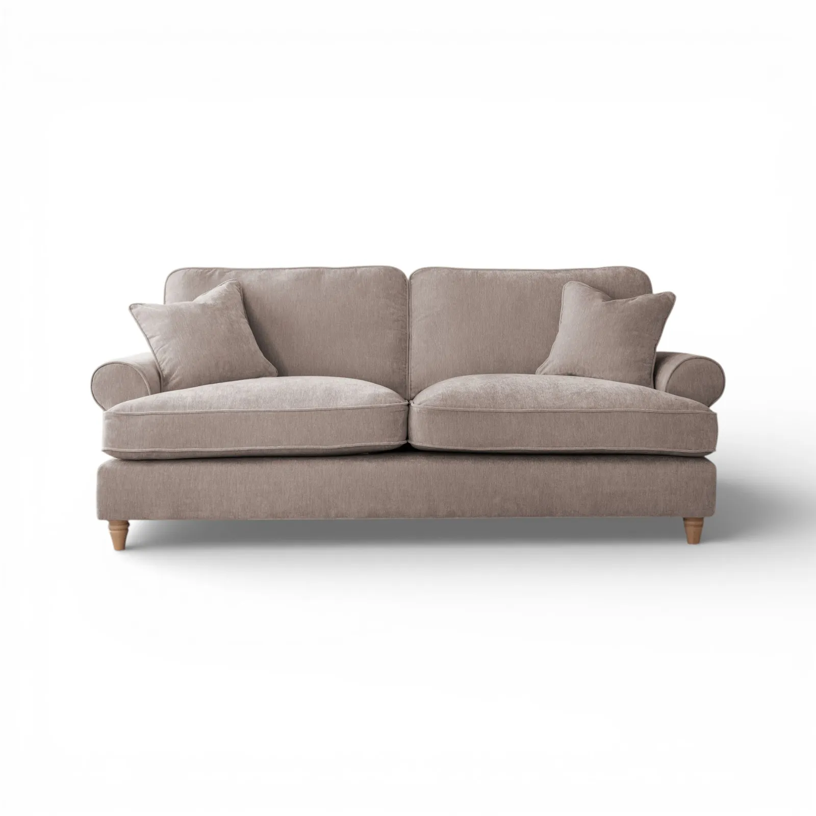 The Great Sofa Company Ezra 3 Seater Textured Velvet Sofa - Scroll Arm in Taupe 2
