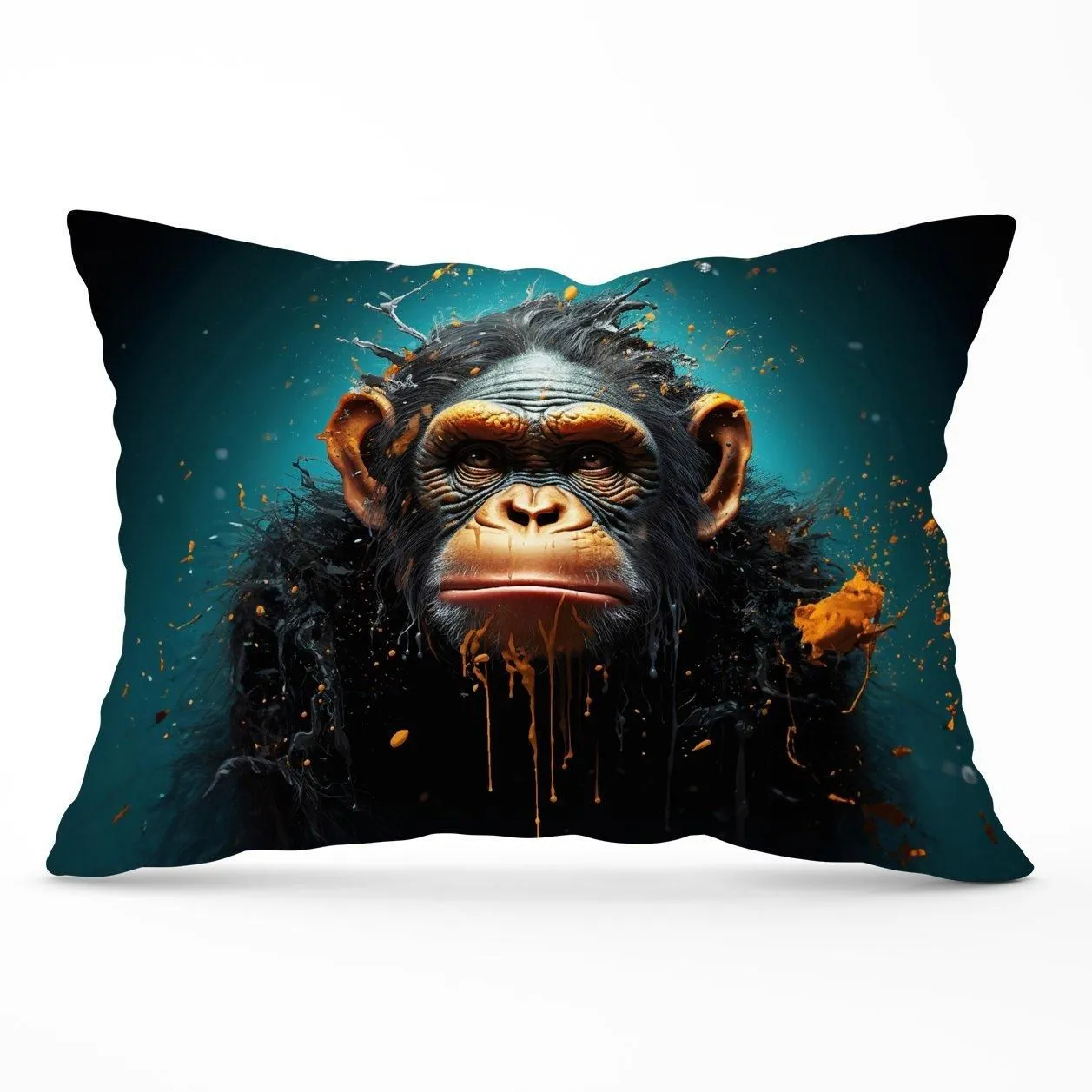 Warren Reed - Designer Monkey Face Splashart Blue Cushions