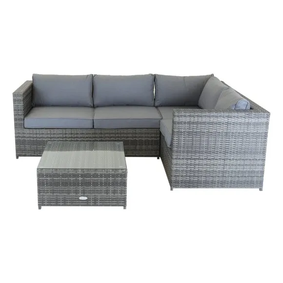 Rattan Grey Corner Sofa and Coffee Table 3
