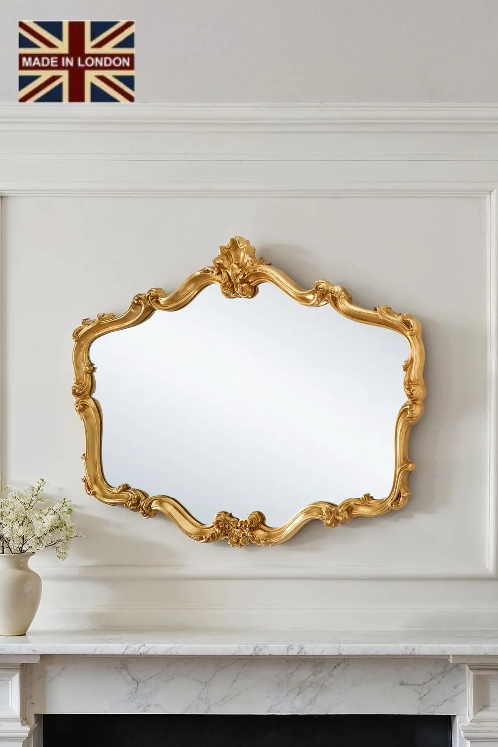 Yearn Mirrors Regency Decorative Landscape Mirror Gold in Metallic Gold