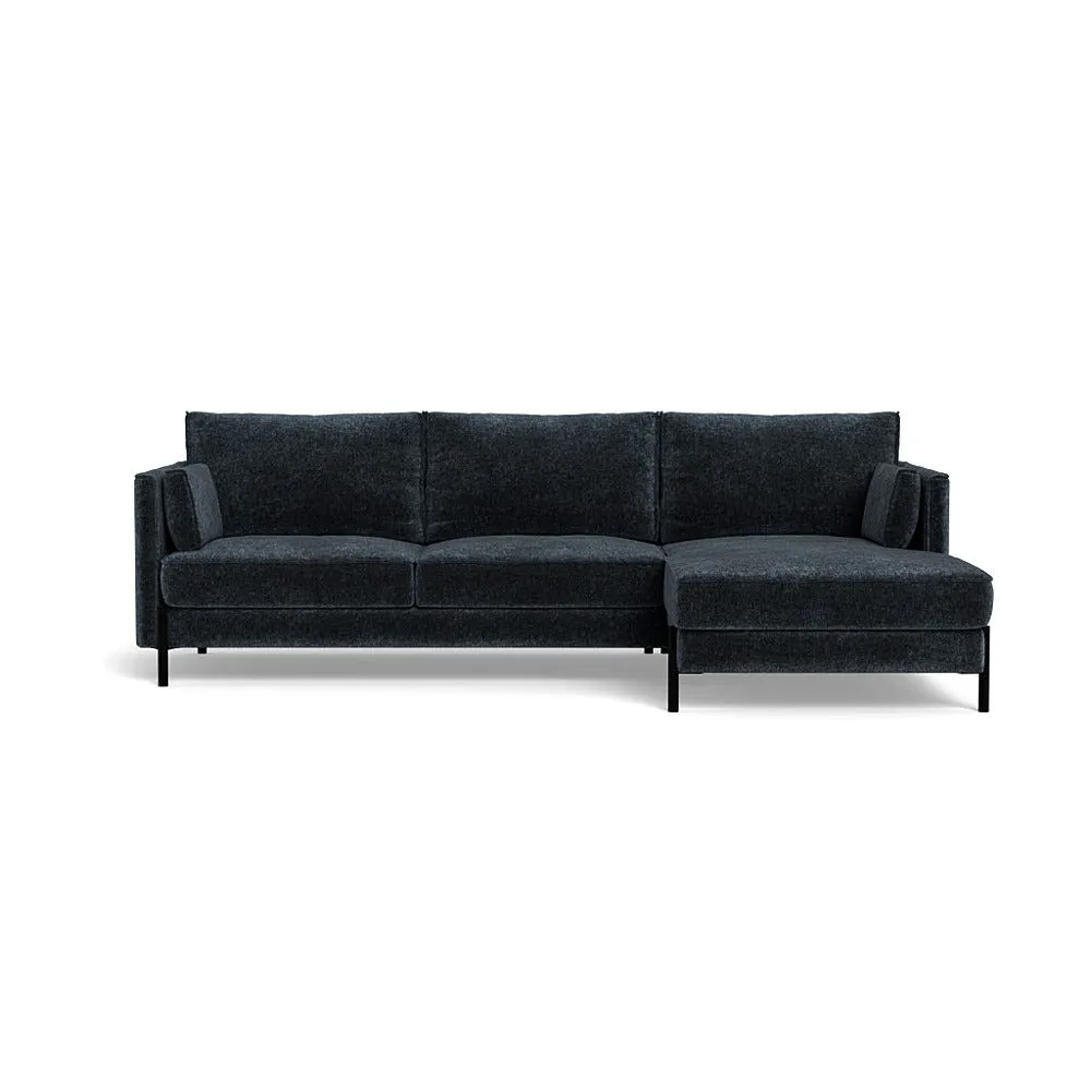 Heal's Tortona Right Hand Facing 4 Seater Corner Chaise Boucle Velvet Space Black Feet 1