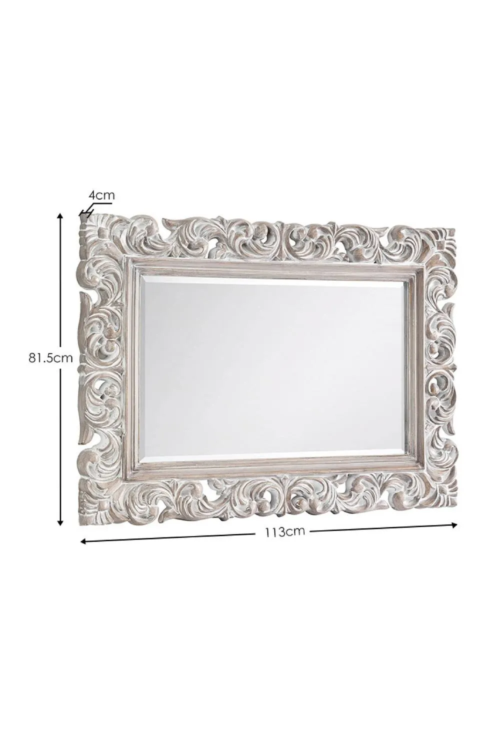 Julian Bowen Baroque Distressed Wall Mirror in Off-White 3