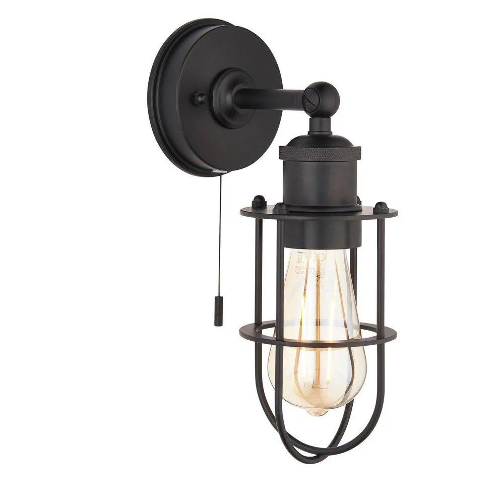 Netlighting 'TREVISO' Non Dimmable Stylish Contemporary Metal Bathroom Wall Lamp in Black