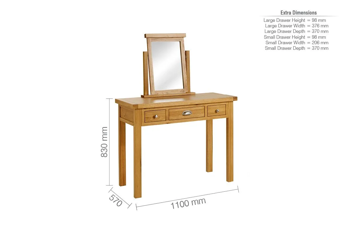 Birlea Woburn 3 Drawer Dressing Table Oak in Light Oak 6