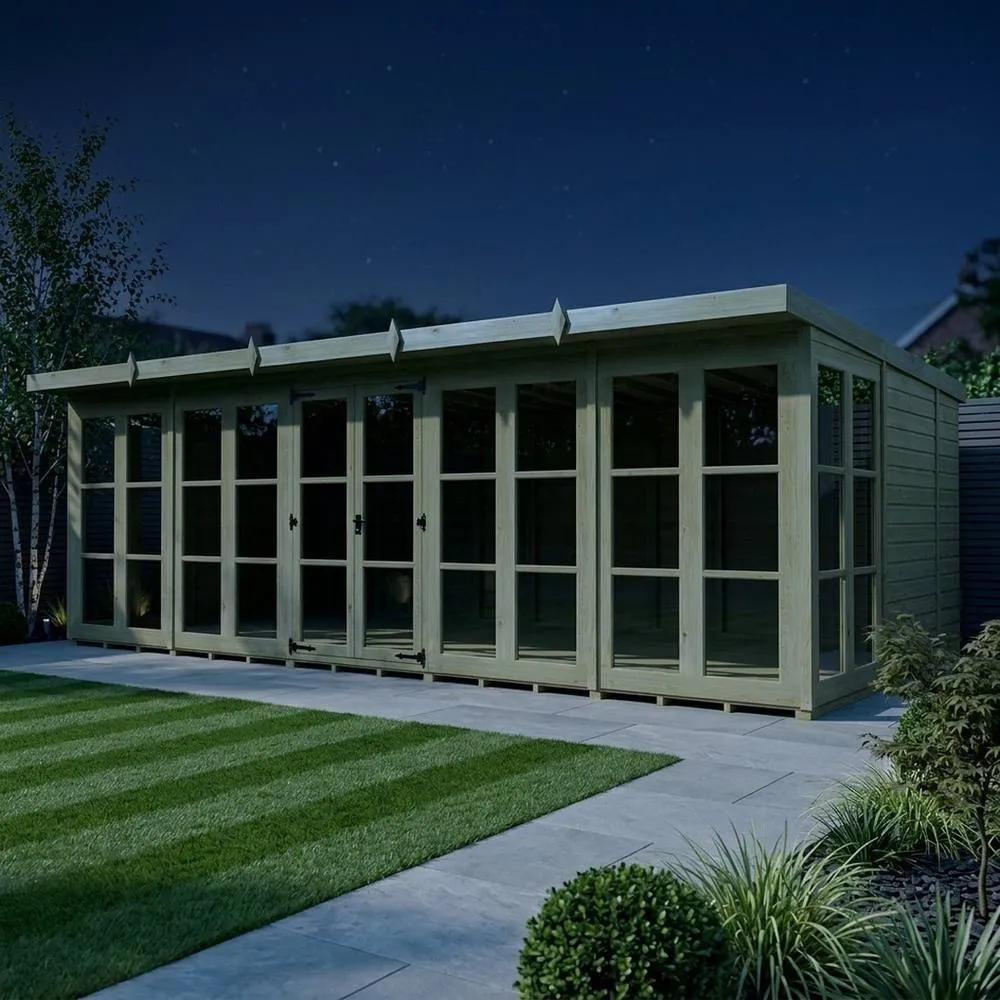 Buttercup Farm 20ft x 10ft Georgian Pent Summer House - Pressure Treated Timber in Brown 3