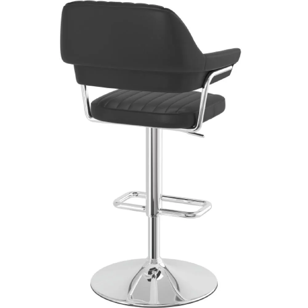 netfurniture Vibe Retro Adjustable Bar Stool Faux Leather Chrome Frame in Black 4