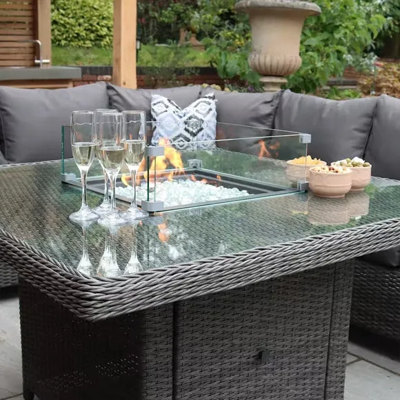 Paris 7 Piece Deluxe Modular Corner Dining Set with Square Firepit 3