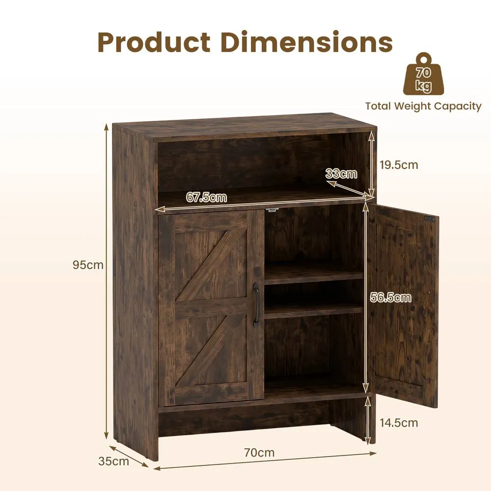 Costway Shoe Cabinet w/ 2 Barn Doors Narrow Shoe Storage Cabinet Shoe Rack in Brown 2