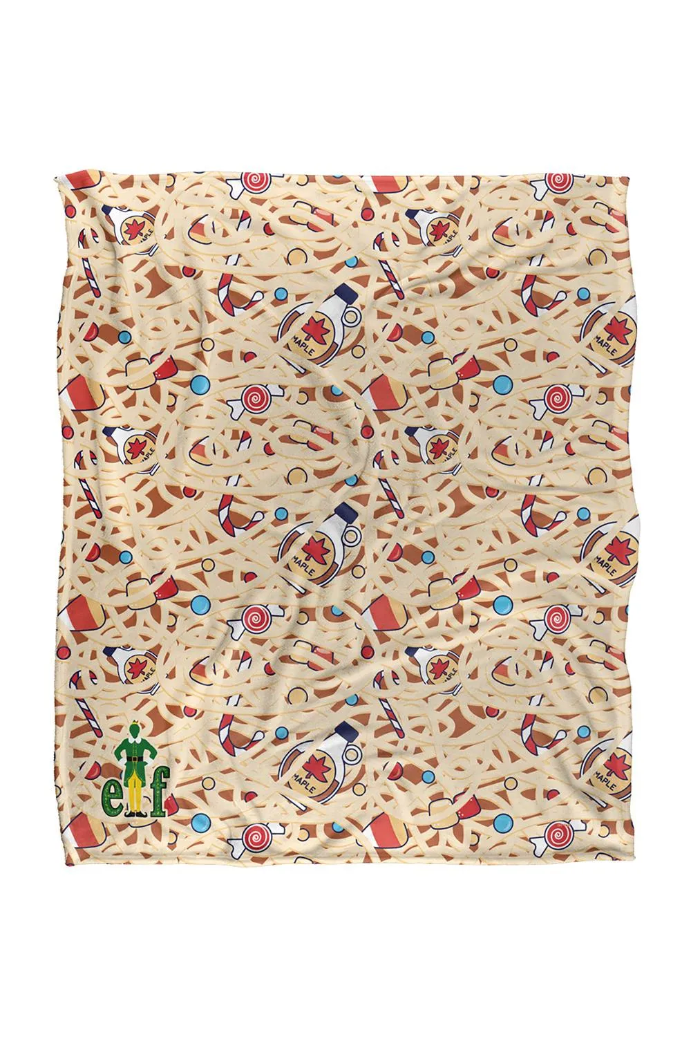 Warner Brothers Elf Blanket, 152x127 cm Spaghetti Pattern Soft Throw Blanket