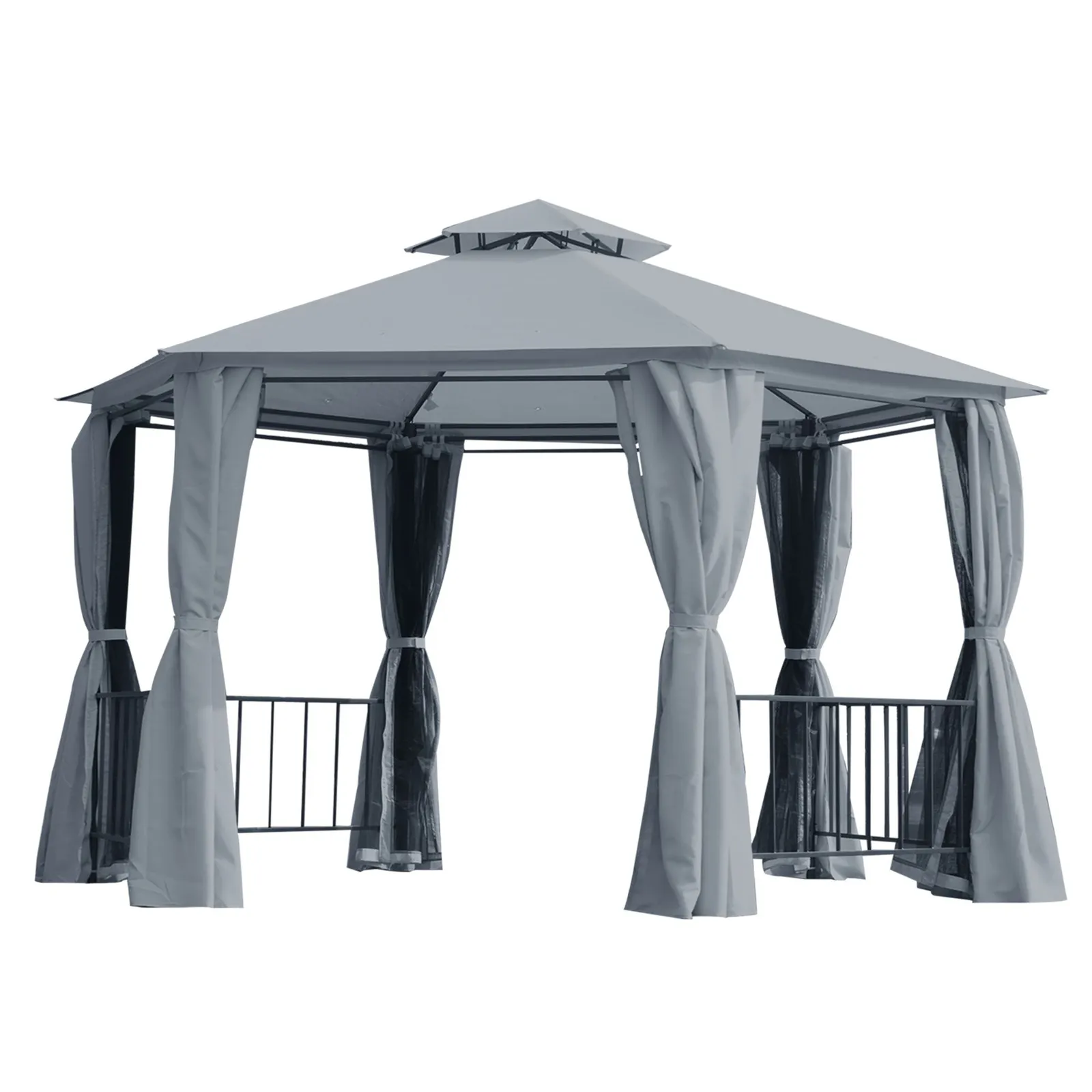 OUTSUNNY Gazebo Canopy 2 Tier Patio Shelter Steel for Garden in Grey 2