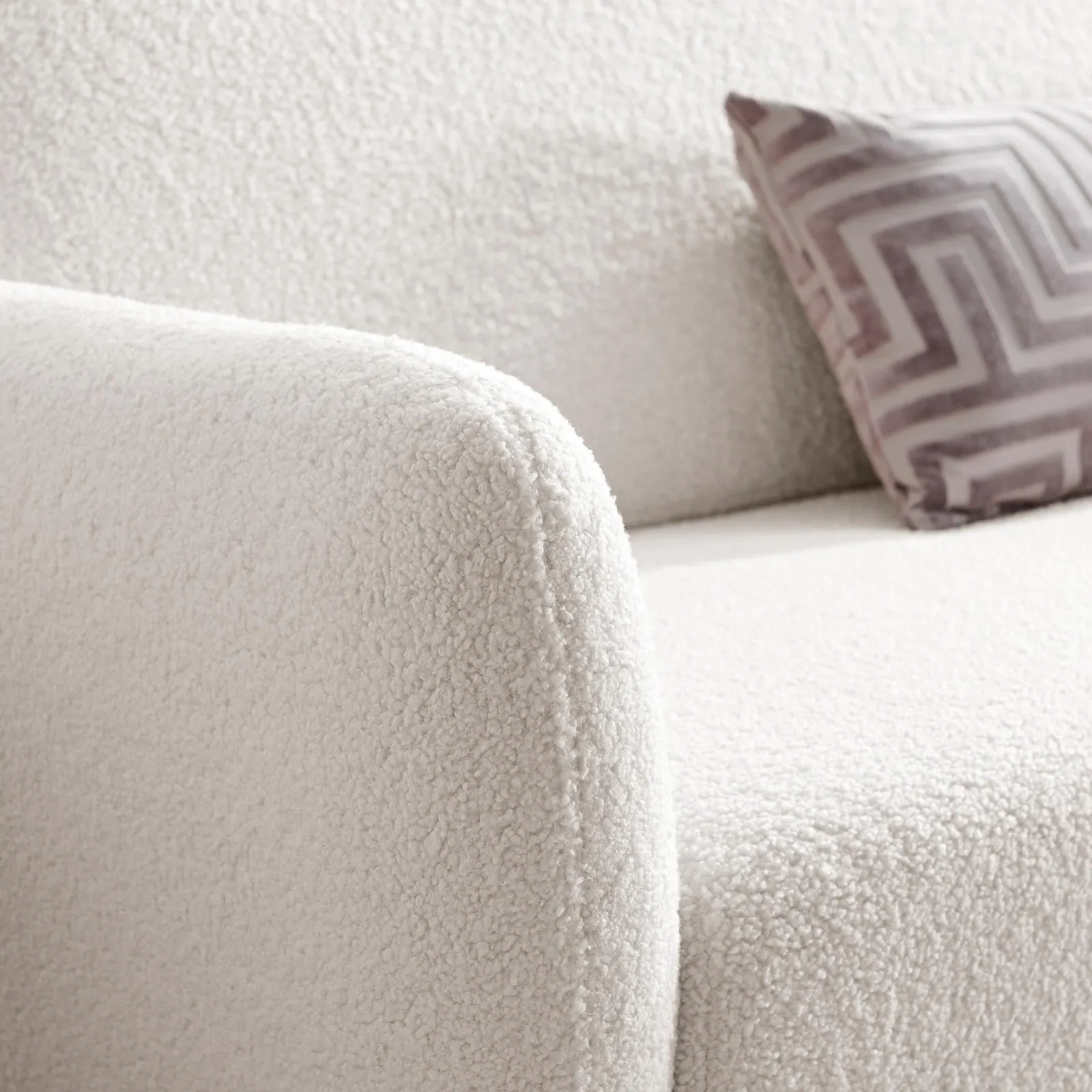 FurnitureboxUK Teddy Soft Boucle Fleece Retro Sofa In A Box in White 3