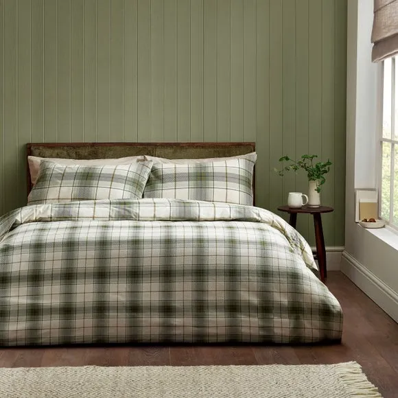 Catherine Lansfield Troon Check 100% Brushed Cotton Duvet Cover & Pillowcase Set 2