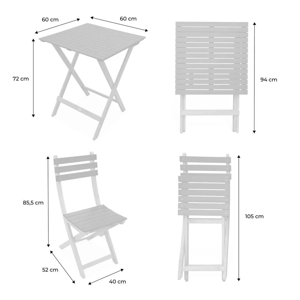 sweeek Acacia wood garden table, 2 folding chairs in Khaki 5