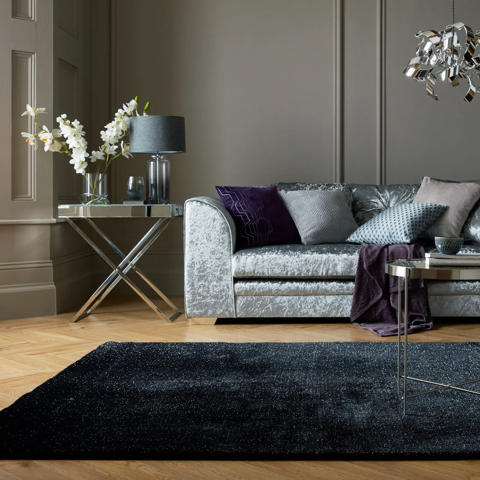 Luxe Sparkle Rug Black