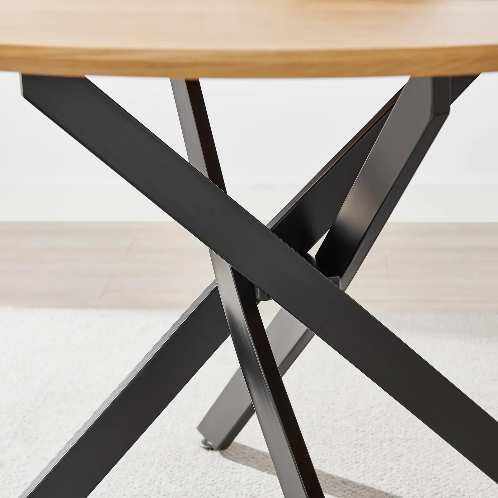 FurnitureboxUK Novara 100cm Oak Veneer Top Dining Table & 4 Green Beaumont Chairs in Brown 5