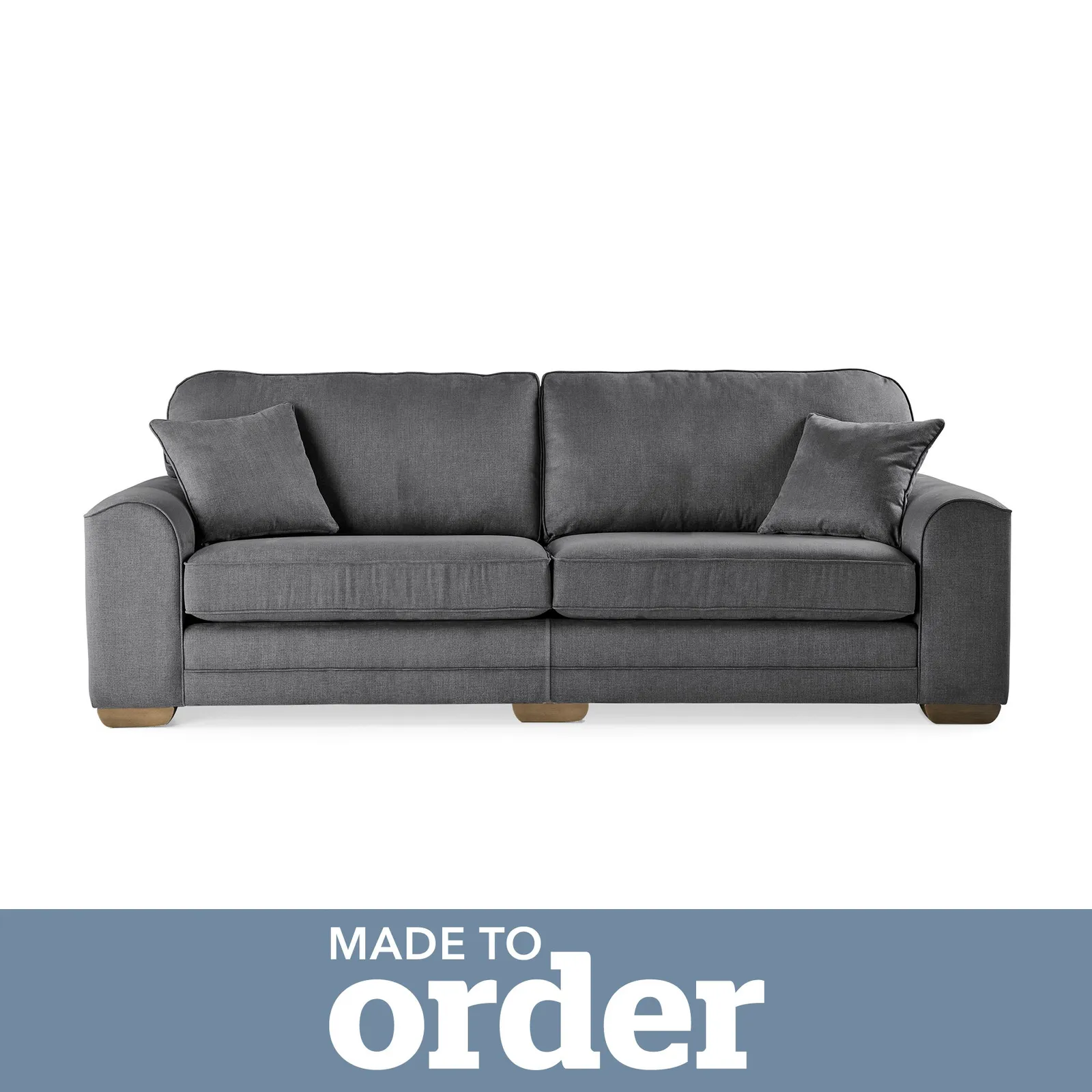 Morello 4 Seater Sofa Brushed Plain Fabric Grey