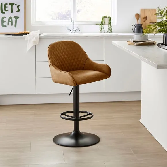 Hudson Height Adjustable Bar Stool, Faux Leather 1