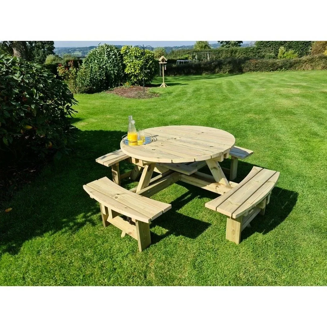 Churnet Valley Garden Furniture Ltd Westwood Round Picnic Table - Minimal Assembly Required in Brown 2