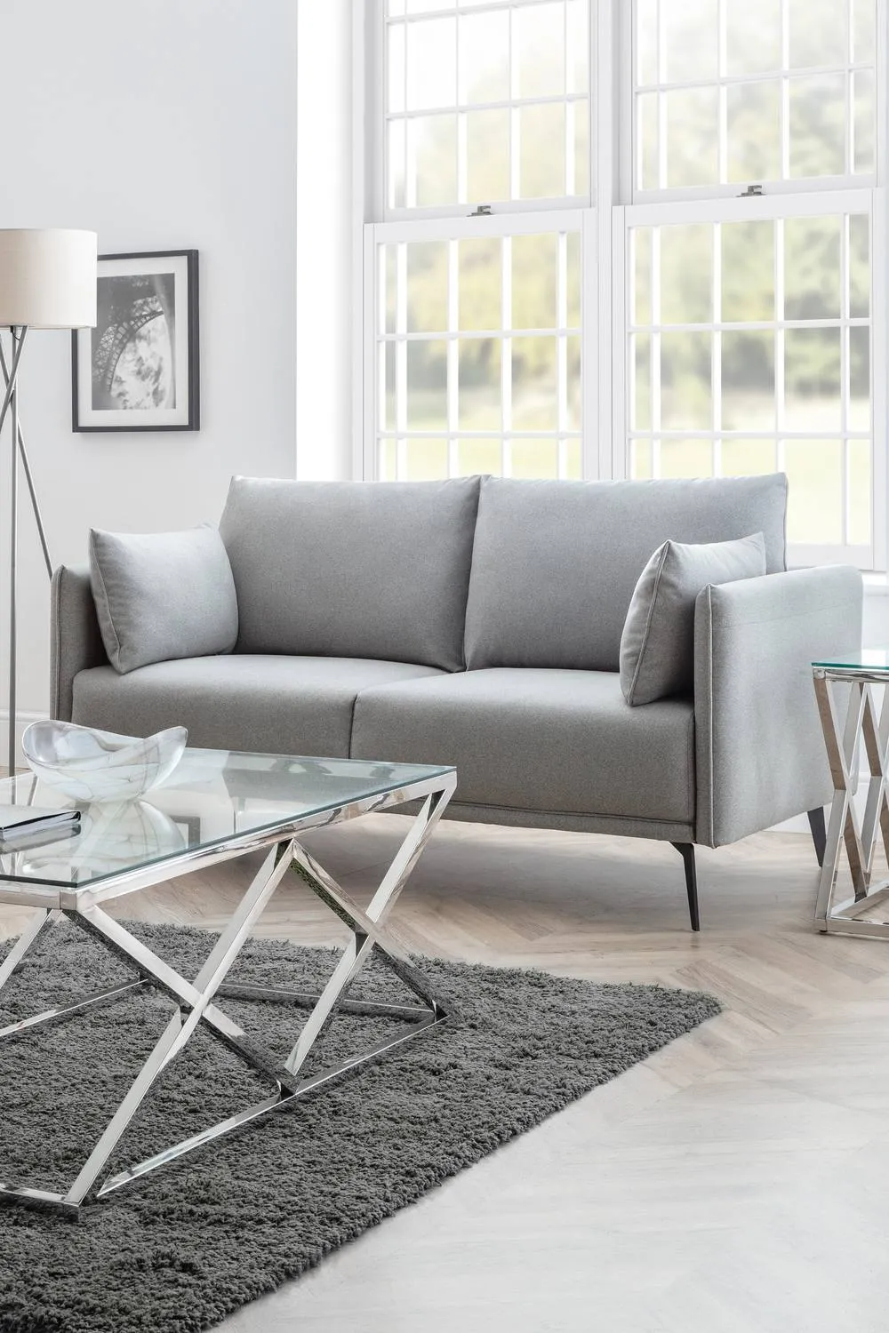 Julian Bowen Rohe Upholstered 2 Seater Sofa in Grey