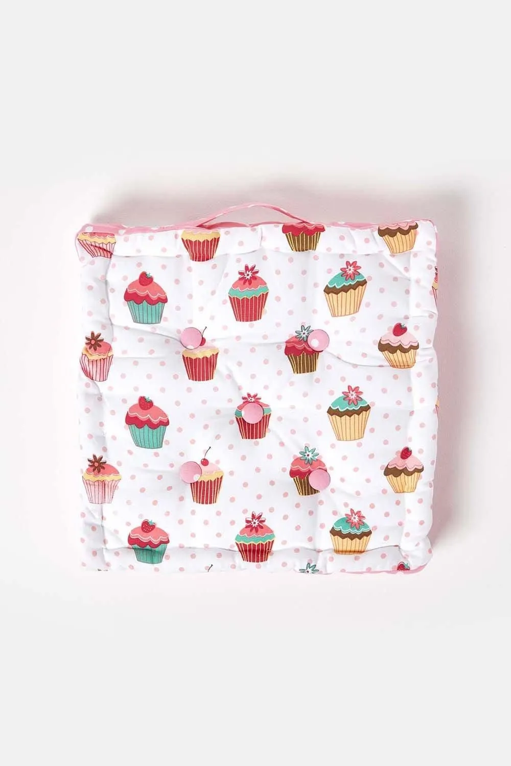 Homescapes Cotton Cup Cakes Floor Cushion in Pink 3