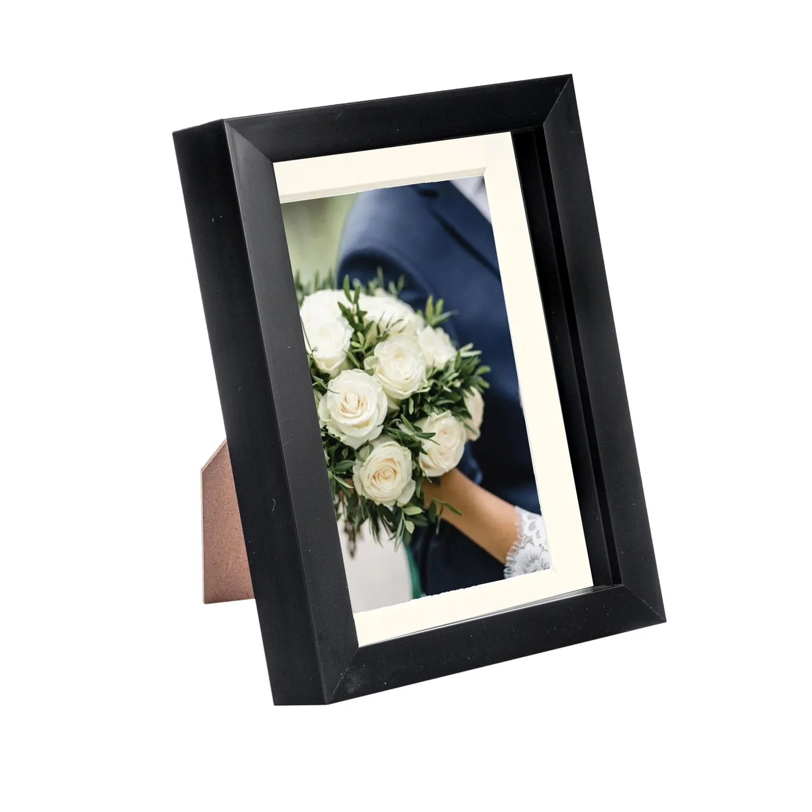 Nicola Spring 3D Box Photo Frame - 5 x 7" with 4 x 6" Mount - White Mount in Black 1
