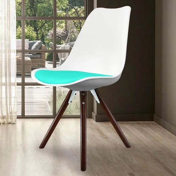 Fusion Living Soho White Plastic Dining Chair with Pyramid Legs