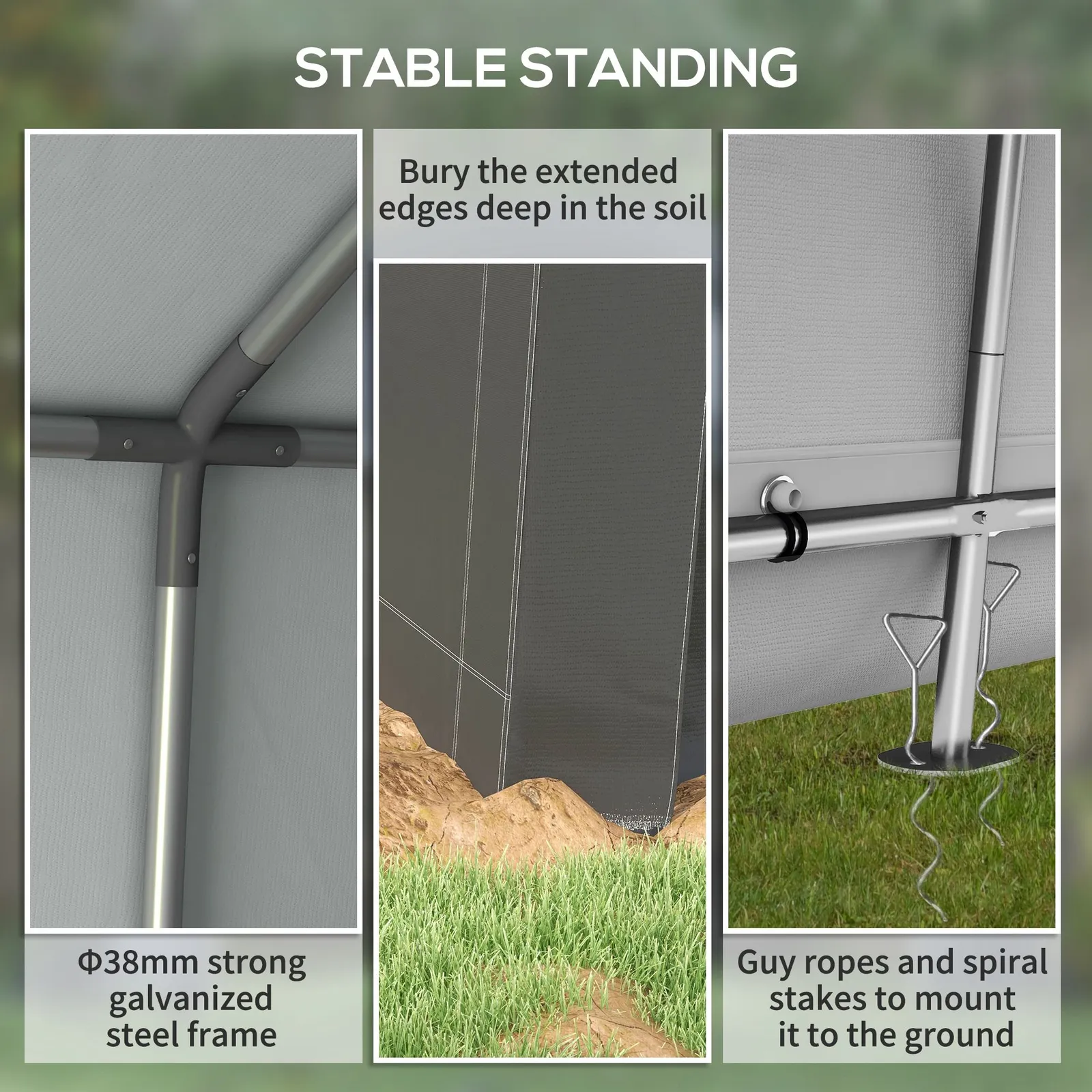 OUTSUNNY 3 x 3(m) Portable Shed, Waterproof & Heavy Duty Dark Grey 6