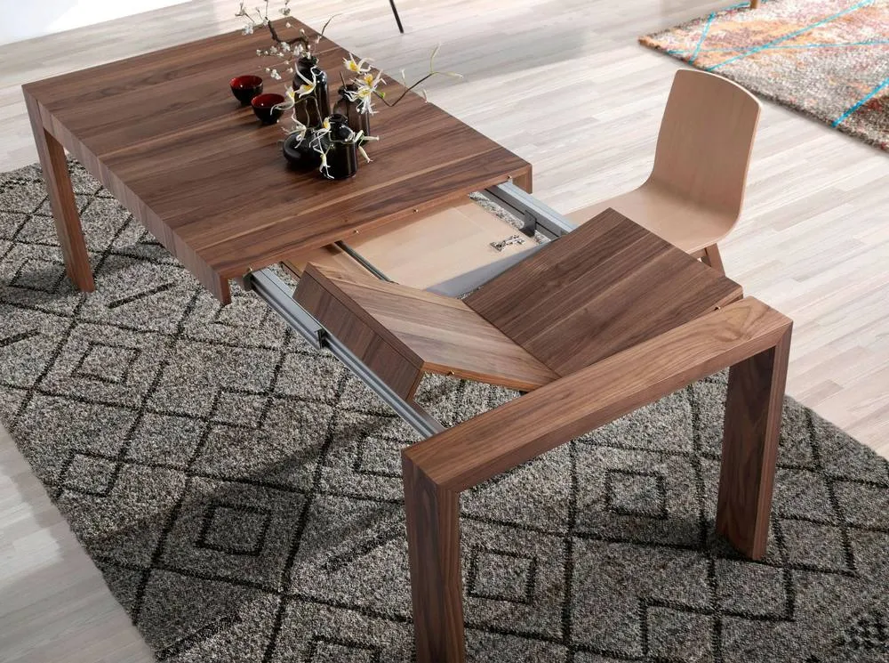 Angel Cerda Model Walnut Extendable Rectangular Dining Table 160 in Brown 6