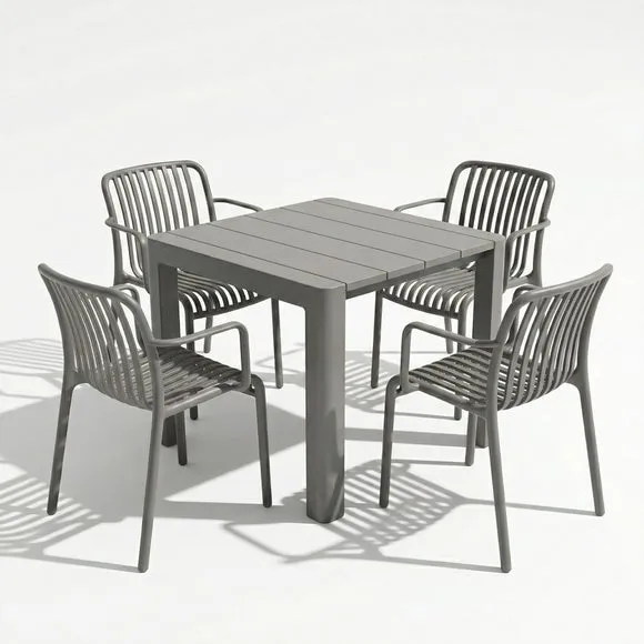 Modura Henrik Square Dining Table with 4 Alma Armchairs 2