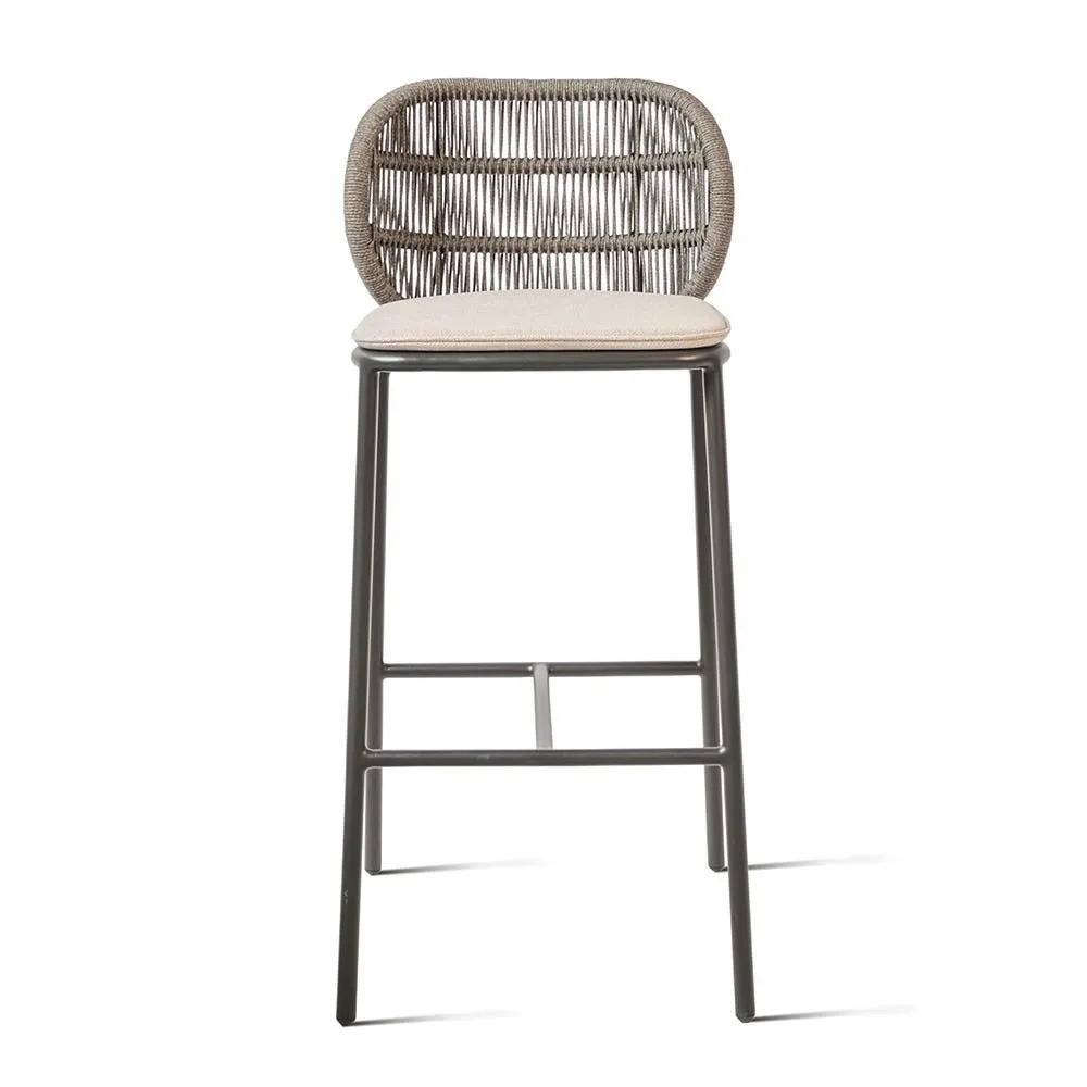 Vincent Sheppard Kodo Outdoor Barstool Fossil Grey with Almond Seat Cushion 76cm 2
