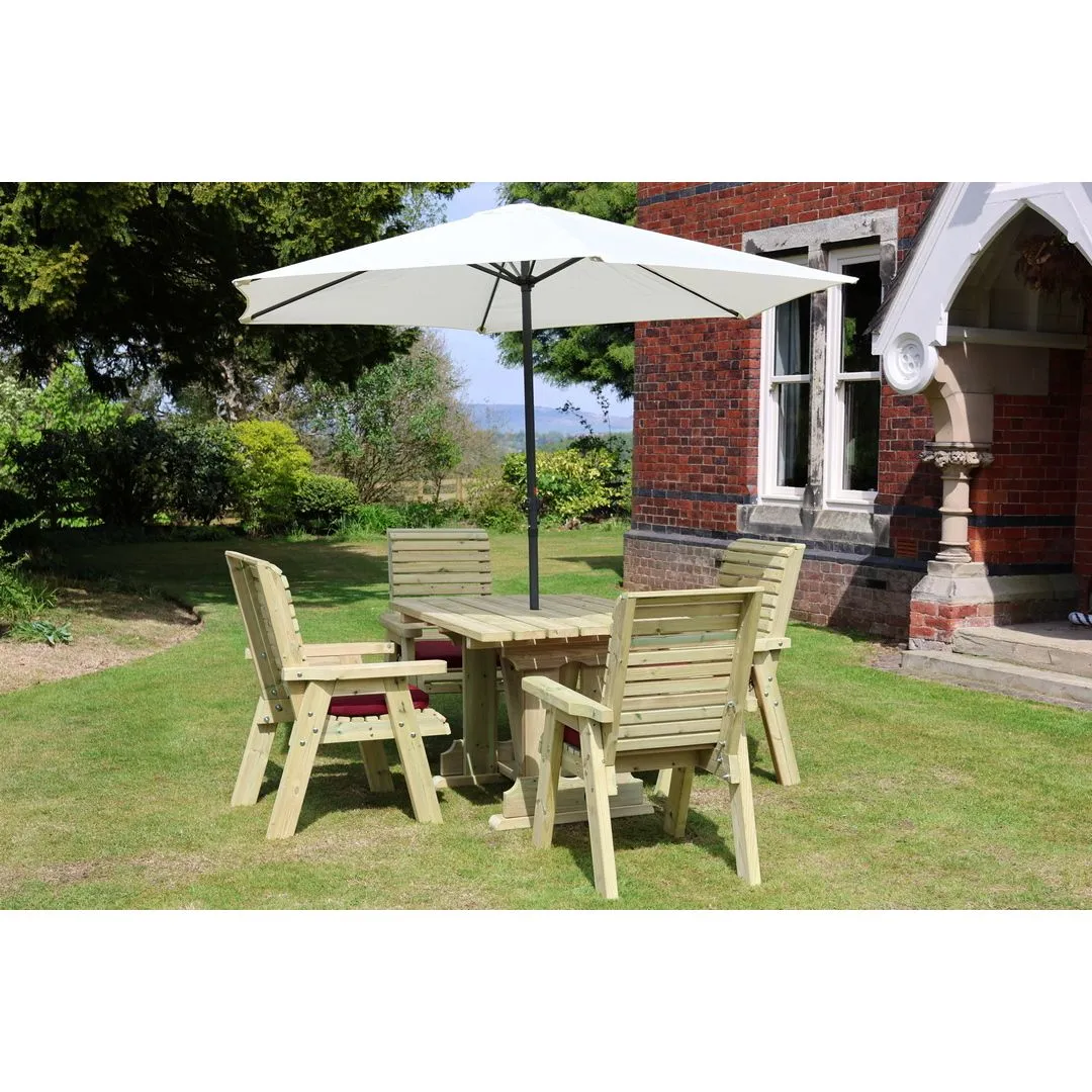 Churnet Valley Garden Furniture Ltd Ergo 4 Chair Dining Set - Min. Assembly Required - Set of Cushions Inc in Brown 4