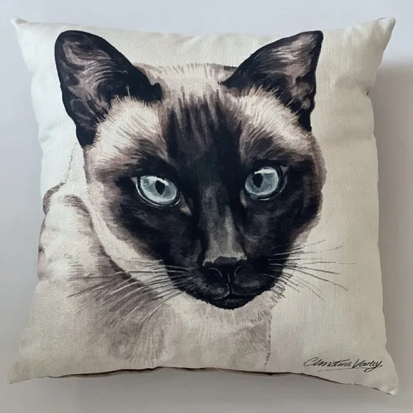 Christine Varley Siamese Cat Square Cushion 2