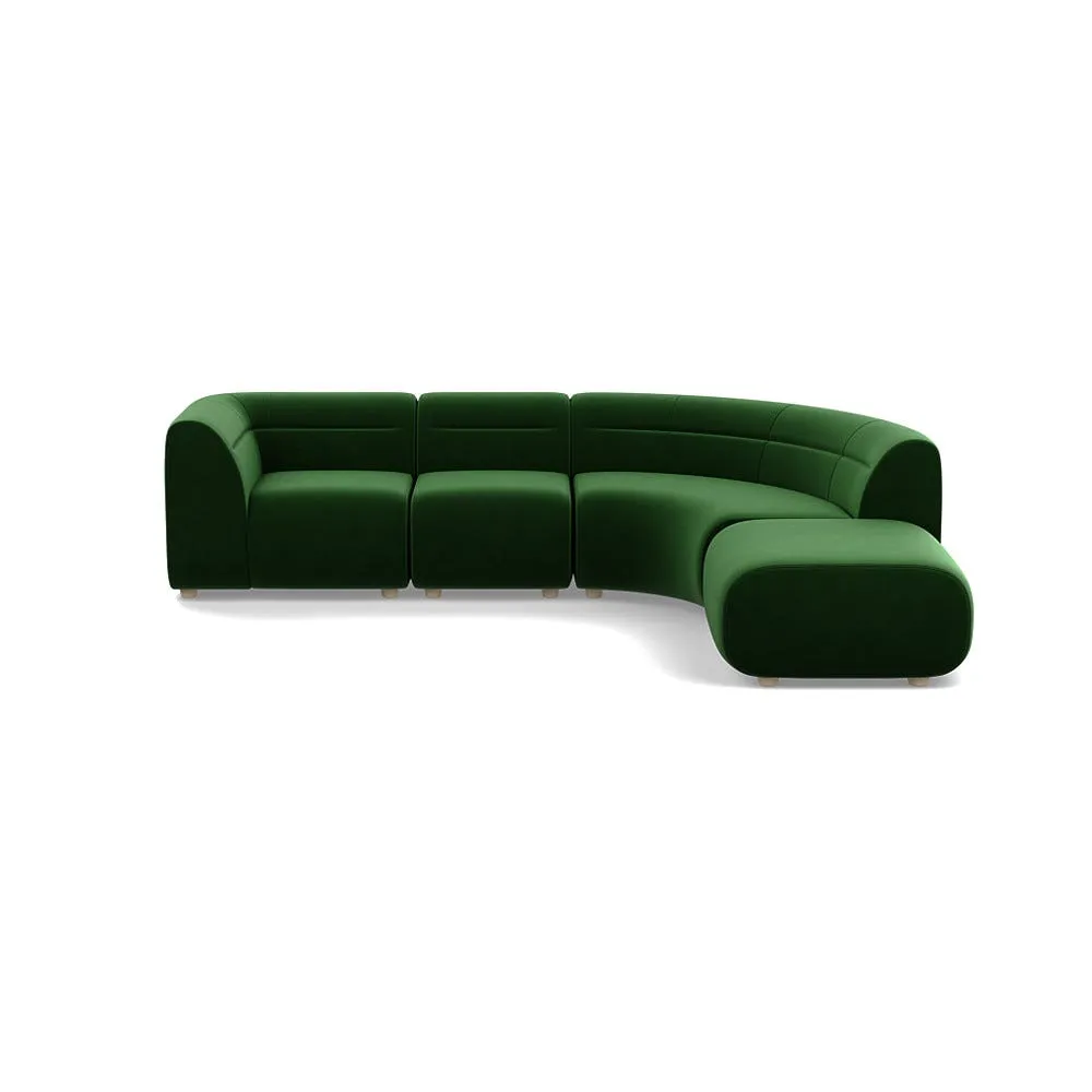 Heal's Lilli Right Hand Facing Curved Corner Sofa Smart Velvet Forest Natural Beech Feet 1