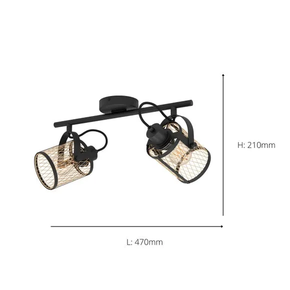 EGLO Dellow Industrial 2 Light Adjustable Ceiling Wall Spotlight 5