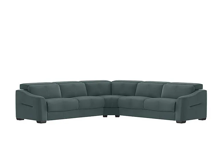 Xavier Leather Large Corner Sofa - BV Lake Green