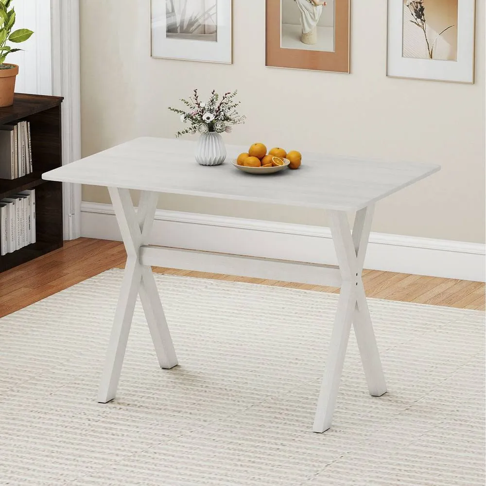 Costway Modern Dining Table Wooden Kitchen Table with X-shaped Frame-White in White 2