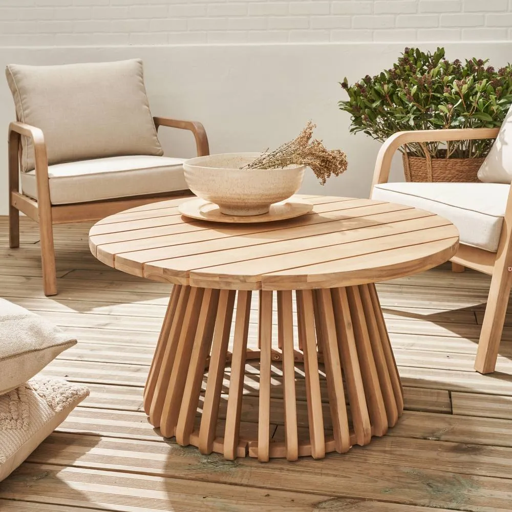 sweeek 80cm wooden coffee table, indoor/outdoor in Beige