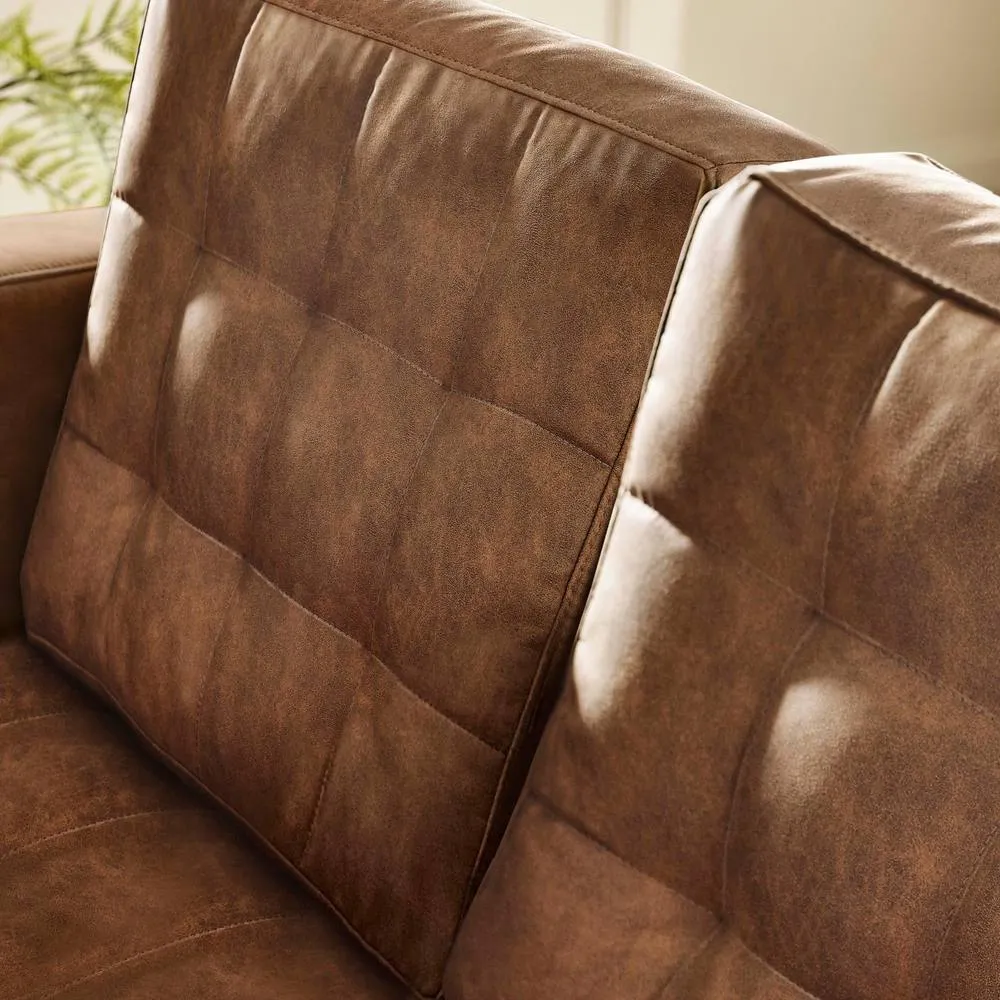 FurnitureboxUK Jade Brown Faux Leather 2 Seater Sofa in Tan 4