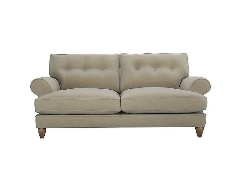 Bronwyn 3 Seater Fabric Classic Back Fibre Fill Sofa with Washed Oak Feet - Quiet Fawn