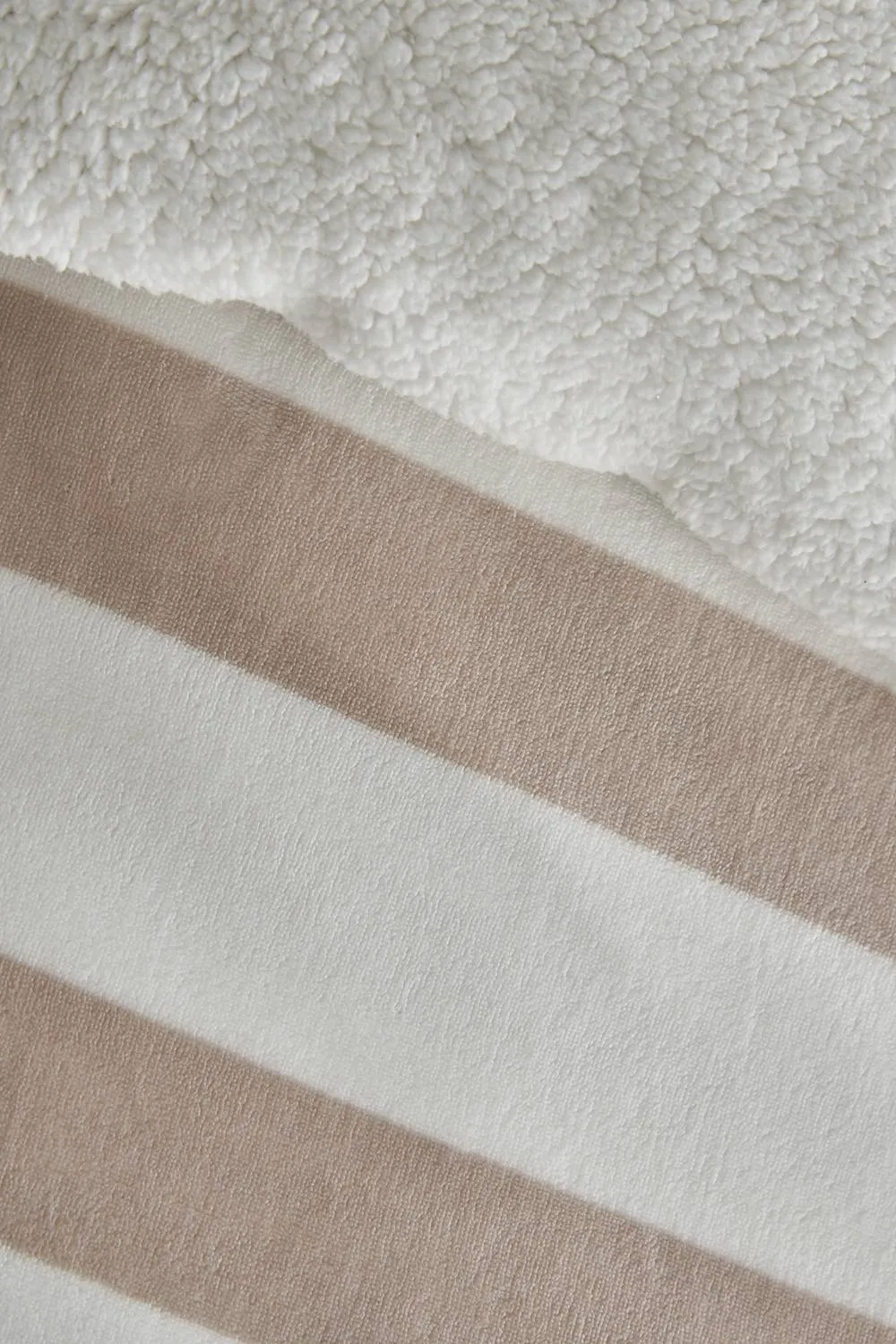 Catherine Lansfield 'Cosy Sherpa Stripe' Duvet Cover Set in Natural 3
