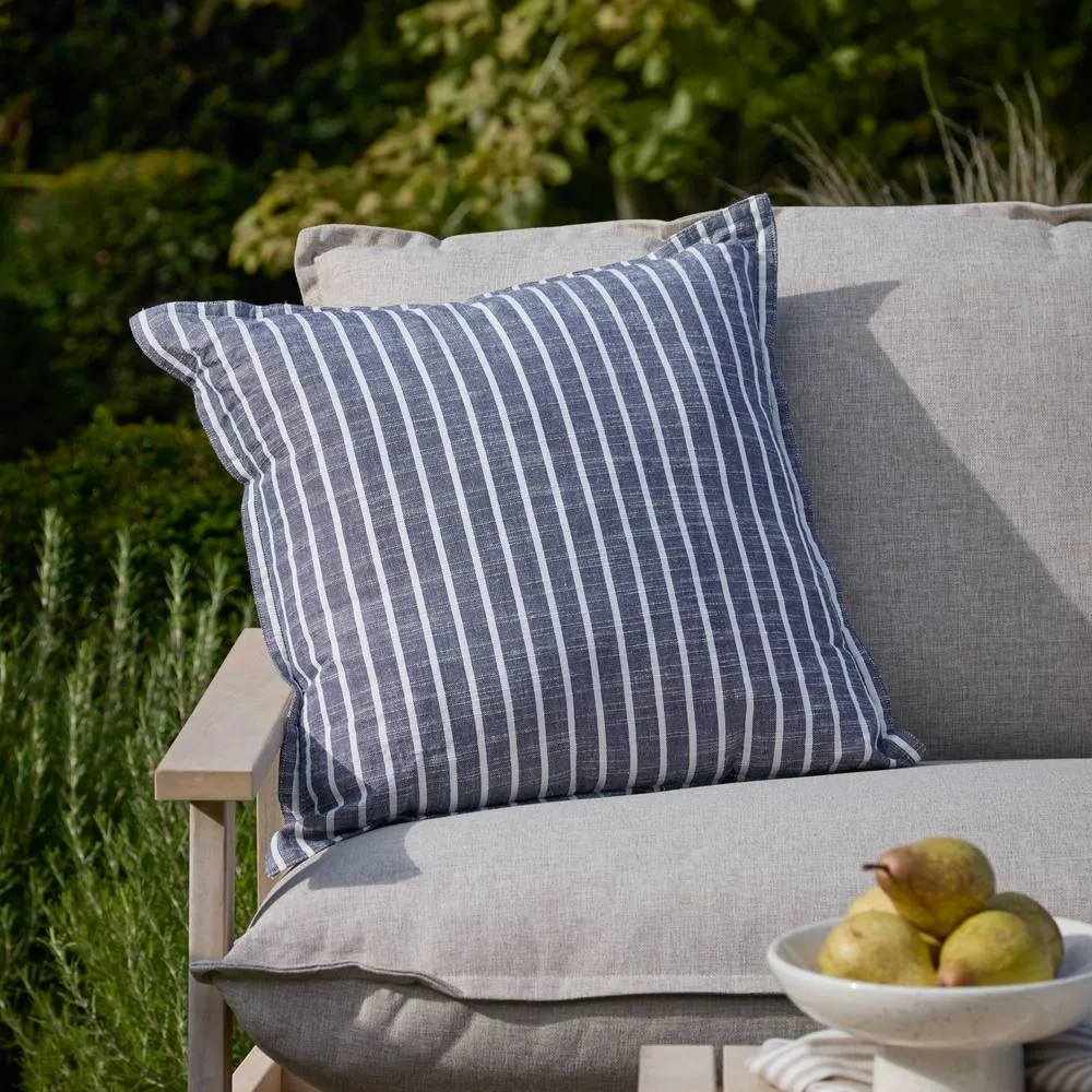 Yard Hessle Stripe 100% Cotton Outdoor Cushion in Navy